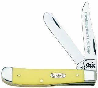 Case Cutlery CA GD/Y Granddaughter's First Knife Gift Sets Yellow Synthetic Mini Trapper Knife with Stainless Steel Blades, Yellow Synthetic   Pocketknives  