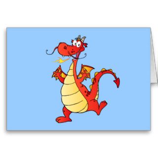Dragon Funny Happy Fantasy Fiction Drawing Cartoon Cards