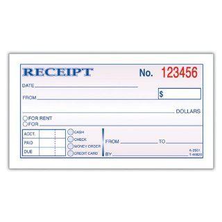 Adams Business Forms Products   Adams Business Forms   Receipt Book, 2 3/4 x 5 3/8, 2 Part, 50 Forms   Sold As 1 Each   Keeps a bound record of receipt.   Consecutively numbered for accurate record keeping.   Check offs for cash, check or money order.: Eve