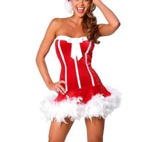 Sexy Santa's Miss Claus Helper Holiday Fancy Costume Xmas Party Outfit & Hat Toys & Games
