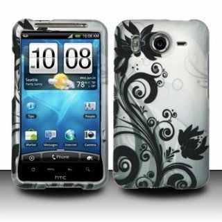 For AT&T HTC One X Elite Accessory   Black Flower Design Hard Case Protector Cover + Lf Stylus Pen Cell Phones & Accessories