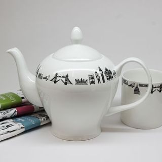 illustrated london teapot by martha mitchell design