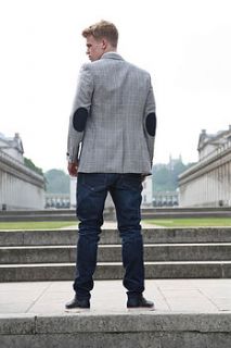 men's checked jacket with elbow patches by louie thomas menswear