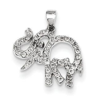 14k White Gold Diamond Elephant Pendant, Best Quality Free Gift Box Satisfaction Guaranteed: Pendant Necklaces: Jewelry