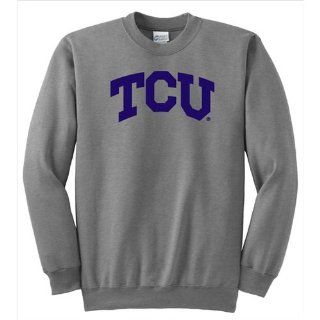 BSP 10881 Texas Christian Horned Frogs NCAA Arch Solid Logo Grey Crewneck Sweatshirt  Sports Related Merchandise  Sports & Outdoors