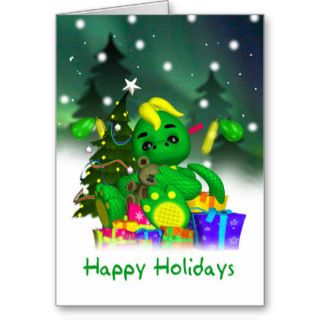 Dragon Christmas Card   Cute Green Dragon With Gif