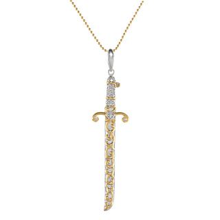 Sterling Silver 1/6ct TDW White Diamond Sword Pendant (JK, I2 I3) Diamond Necklaces