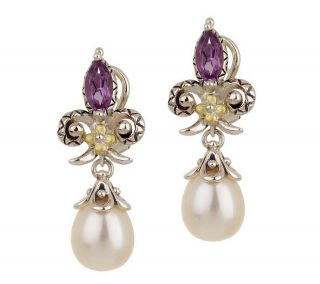 Barbara Bixby Gemstone and Fleur de Lis Earrings Sterling/18K —