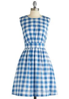 Emily and Fin Too Much Fun Dress in Barbecue Blue  Mod Retro Vintage Dresses