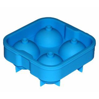**SALE** Top Quality Ice Ball Tray   4"x2" Silicone Tray makes 4 Large Ice Balls. The Super Flexible Silicone Mold makes for Easy Ice Removal   Great for Parties and Gifts! (Blue): Kitchen & Dining
