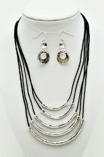 Beautiful Leather and Silver Necklace & Earring Set   Luxury Looks At an Affordable Price: Jewelry