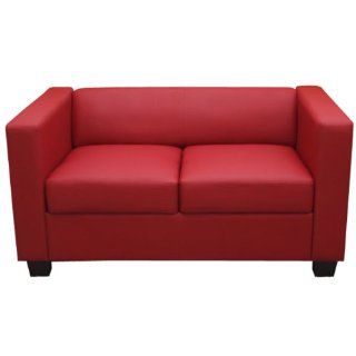 2er Sofa Couch Loungesofa Lille ~ Leder, rot: Küche & Haushalt