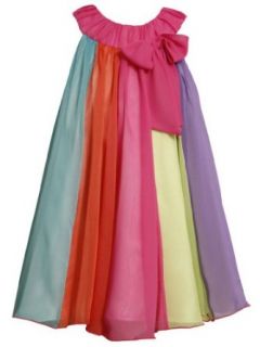 Size 10, Multi, BNJ 2305S, Multicolor Panel Chiffon Trapeze Dress, Bonnie Jean Tween Girls Special Occasion Flower Girl Party Dress: Playwear Dresses: Clothing