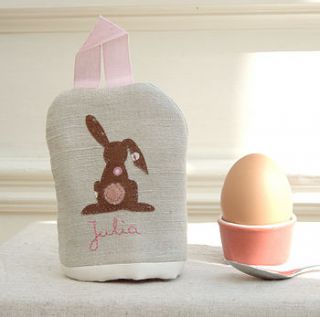 personalised rabbit egg cosy by polkadots & blooms