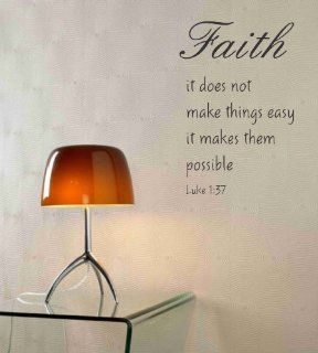 Faith It does not make things easy it makes them possible Luke 1:37 Vinyl wall art Inspirational quotes and saying home decor decal sticker  