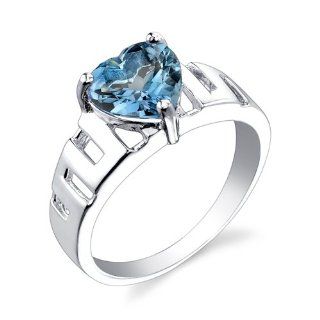Sterling Silver Rhodium Nickel Finish 2.25 cts Heart Shape London Blue Topaz Ring Size 7 Promise Rings Jewelry