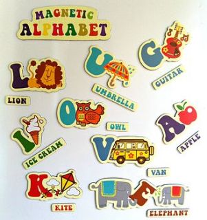 retro alphabet fridge magnet set by the little picture company