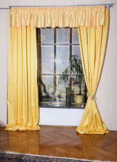 Deko Gardinen Set 3 tlg. 2 Schals mit Querbehang incl. Raffhalter, Hhe 230 cm, Gardine Vorhang: Küche & Haushalt