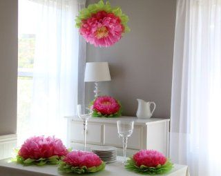 Mdchen Kinderzimmer/Babyzimmer Dekoration   5er Set Pink gemischt Papier Blumen: Spielzeug