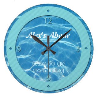 Blue Pool Water Turquoise Stripe Cool Aquatic Swim Wallclock