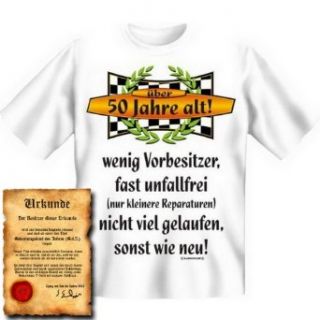 T Shirt zum 50. Geburtstag   ber 50 Jahre alt !   Cooles Geschenk mit Urkunde !: Bekleidung
