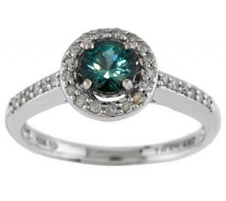 0.50 ct tw Montana Sapphire & Diamond Halo Ring, 14K Gold —