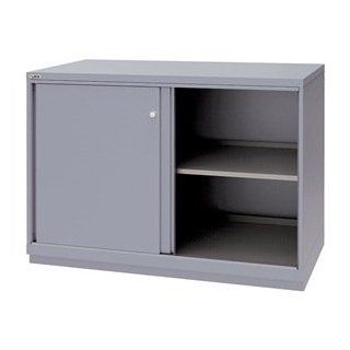 Sliding Door Shelf Cabinet, 2 Shelf, Gray: Home Improvement
