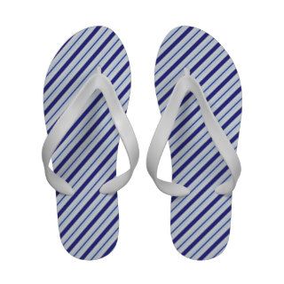 Light And Dark Blue Striped Fabric Flip Flops