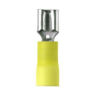 Panduit DV10 250 L Female Disconnect, Vinyl Barrel Insulated, Butted Seam, 12   10 AWG Wire Range, Yellow, 0.250 x 0.032" Tab Size, 0.229" Max Insulation, 0.3" Width, 0.13" Height, 1.03" Length (Pack of 50) Disconnect Terminals I