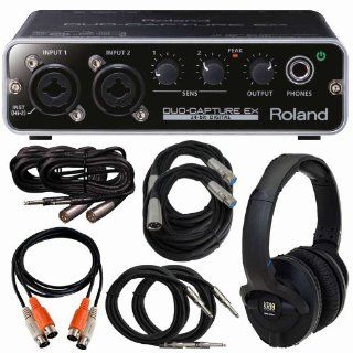 Roland Duo Capture EX USB Audio Interface UA 22 With Audio Technica ATH M30 Headphones and Cables: Electronics