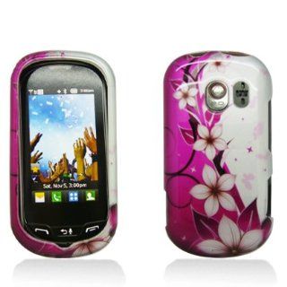 White Flowers Hot Pink Protector Case for LG Extravert VN271: Cell Phones & Accessories