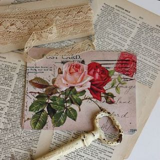 set of six vintage roses postcards by claryce design