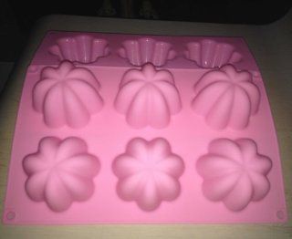 LARGE 6 holes Lovely FLOWERS Jelly Soap Biscuit Cake Baking icing cupcake topper mold Chocolate Sugar paste wax Silicone MOULD Pan Tray Bakeware 275*175*42mm: Candy Making Molds: Kitchen & Dining