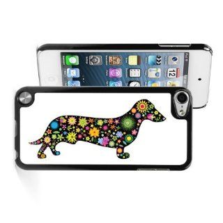 Apple iPod Touch 5th Black Hard Back Case Cover 5TB279 Color Dachshund Dog Flowers and Stars Design: Cell Phones & Accessories