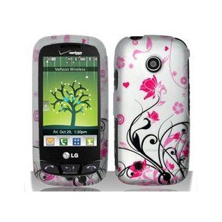 LG Cosmos Touch VN270 (Verizon) Pink Silver Vines Design Hard Case Snap On Protector Cover + Free Animal Rubber Band Bracelet: Cell Phones & Accessories