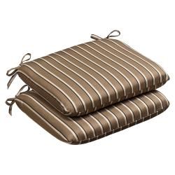 Pillow Perfect Outdoor Brown/beige Striped Seat Cushions With Sunbrella Acrylic Fabric (set Of Two)