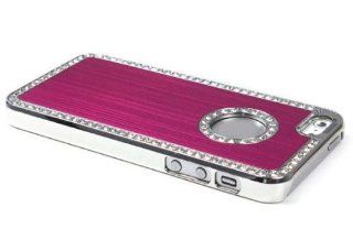 The Hot Pink Luxury Bling Aluminum Brush Hard Back Case Cover for Apple Iphone 5 5g 5th: Cell Phones & Accessories