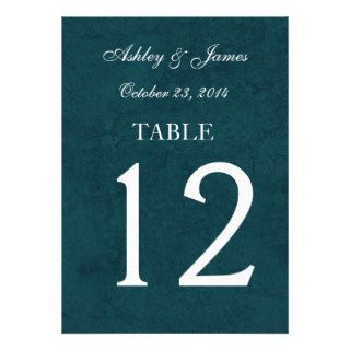Dark Teal Wedding Table Number Set Personalized Invites