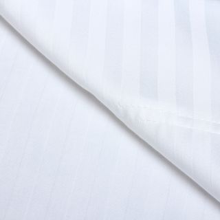 Elite Home Products Wrinkle Resistant Woven Stripe All Cotton Sheet Set White Size Full