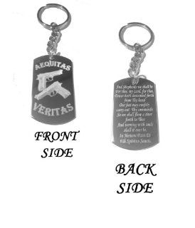 The Family Prayer Aequitas Veritas Saints Prayer GUN Double Sided Design Symbol Logo   Metal Ring Key Chain Keychain: Pet Supplies