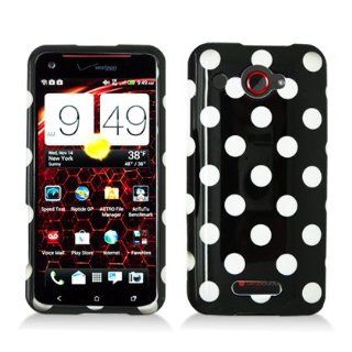 Aimo HTC6435PCPD301 Trendy Polka Dot Hard Snap On Protective Case for HTC Droid DNA   Retail Packaging   Black/White: Cell Phones & Accessories