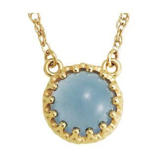 3.45 Ct Chrysoprase Cabochon 14k Yellow Gold Necklace, 18" Jewelry