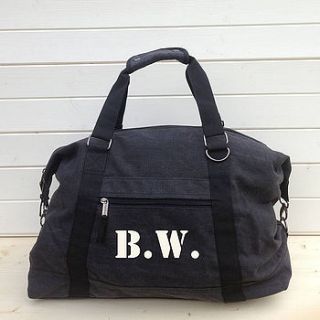 personalised canvas weekend bag in black by sparks clothing