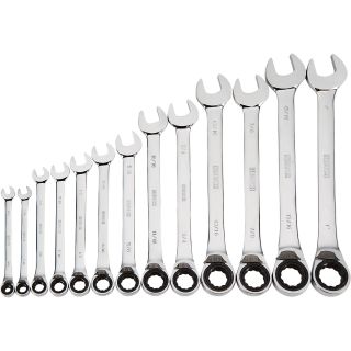 Klutch Reversible Ratcheting Wrench Set — 13-Pc., SAE 1/4in.–1in.  Flex   Ratcheting Wrench Sets
