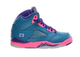 Jordan 5 Retro (PS) Little Kids Basketball Shoes Tropical Teal/White Digital Pink Court Purple 440893 307: Shoes