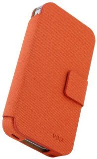 VOIA IP 301ORG Premium Wallet Type Case for Apple iPhone 4/4S   1 Pack   Retail Packaging   Orange Cell Phones & Accessories