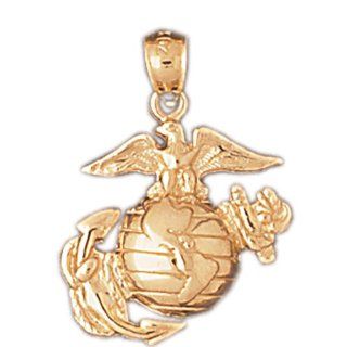 14K Yellow Gold Marine Corps Logo Pendant Jewelry