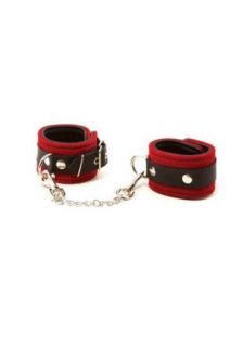 Red Suede Leather Wrist Cuffs (Red;One Size) Clothing
