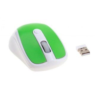 NEON Wireless Optical Mouse USB Dual button with scrool wheel White/Green: Computers & Accessories