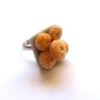 Sour Cherry Sugar Doughnut Ring (silver plated adjustable ring): Sour Cherry: Jewelry